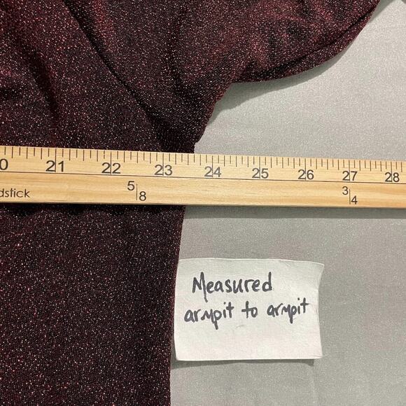 Grace The Perfect Fit Plus Size 1X Red Sparkle Glitter Top Y2K Glam Metallic - Picture 8 of 10